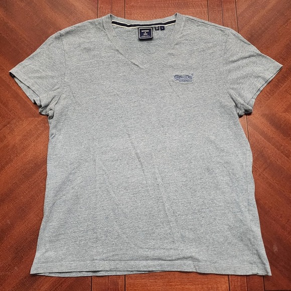 Superdry Other - Superdry Shirt Mens Large L Blue V-Neck Organic Cotton Embroidered Script Logo